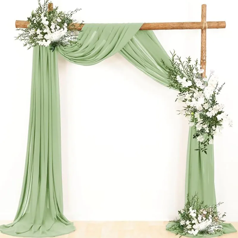 2pcs Wedding Arch Chiffon Sheer Drapes for Wedding Ceremony Party Decor