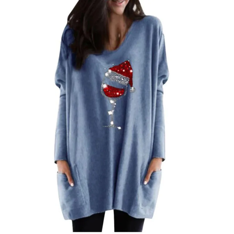 

Boring Honey Christmas Clothes Long Tops New Style Leisure And Fashion Women's T-Shirt Long Sleeves Round Neck Women Clothing