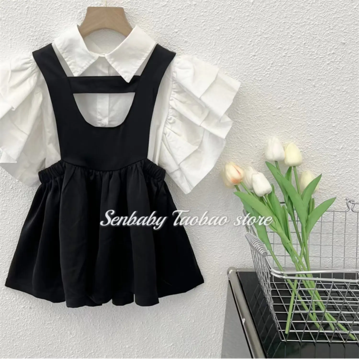 Girls Baby Summer Clothing Set Flying Sleeves Tops Shirts+dress Fashion Kids Elegant Girl 2pcs Suits Children Clothes Sets - 6