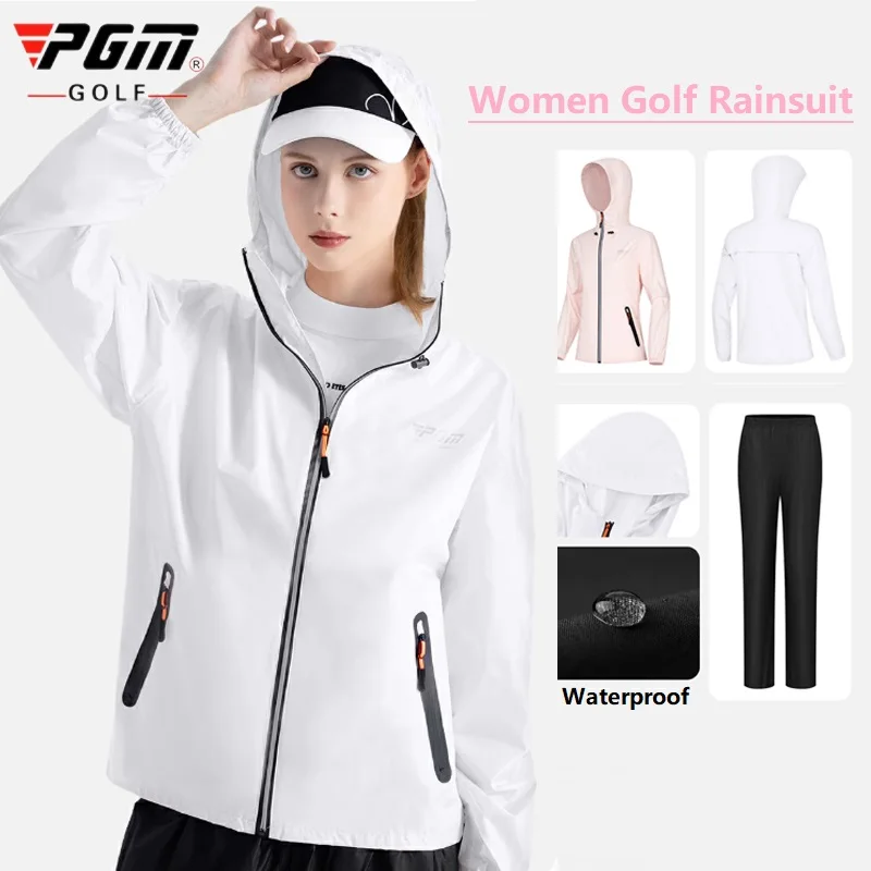 Women Men Split Golf Raincoat Suit Waterproof Motorcycle Rain Jacket and Pant Set Hooded Camping Hiking Rain Poncho Equipment
