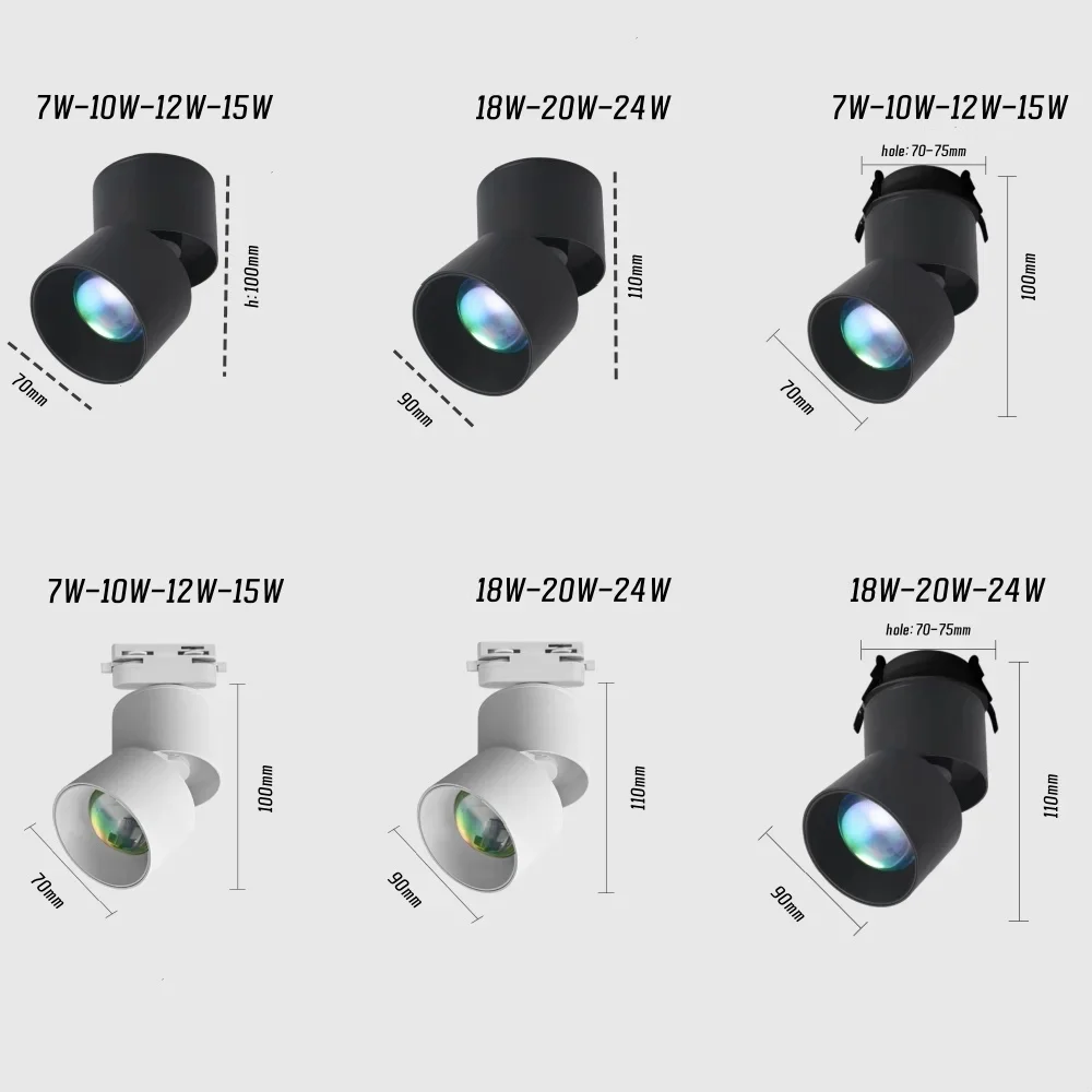 Ambient light Sunset glow COB Spotlight 360&deg; Rotation 12W 18W 24W Anti-glare Dimmable LED Downlight AC85-265V Interior lighting