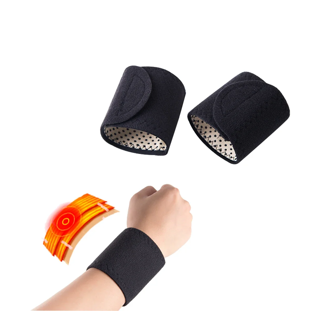 

1pair Tourmaline Self Heating Wrist Bracers Keep Warm Pain Relief Anti Cold Resistance Magnetic Therapy Body Health Care
