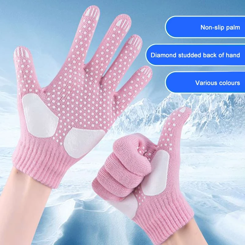 Winter Colorful Figure Skating Wrist Gloves Warm Hand Protector Thermal Safety For Kids Girls Skates Rhinestone Random Style 6