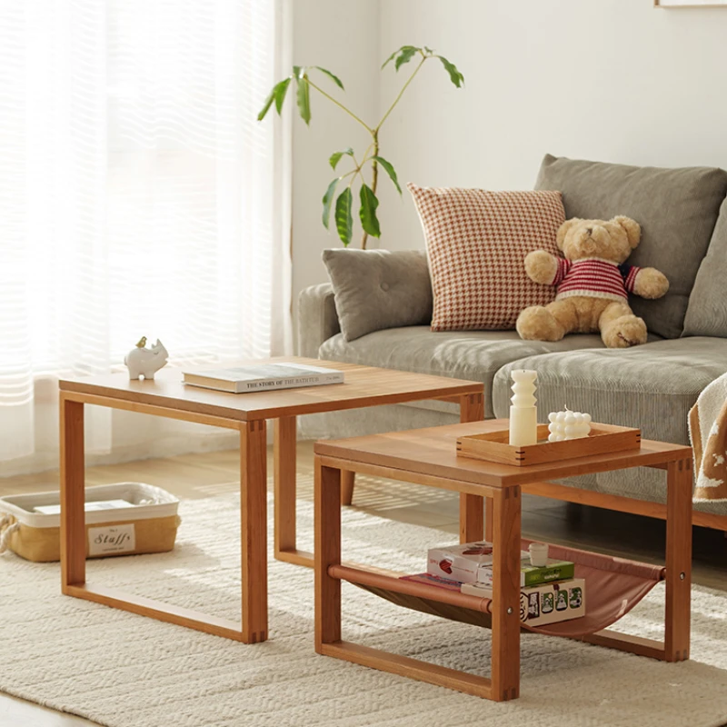 

Solid Wood Tea Table Modern Small Apartment Square Tea Table Japanese Square Coffee Table Living Room Cherrywood Combination