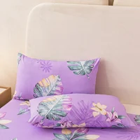 Botanical Floral Bed Sheet Set Tropical Monstera Leaves Print Flat Sheet & 2 Pillowcases Soft Comfortable Microfiber Bed Cover 6