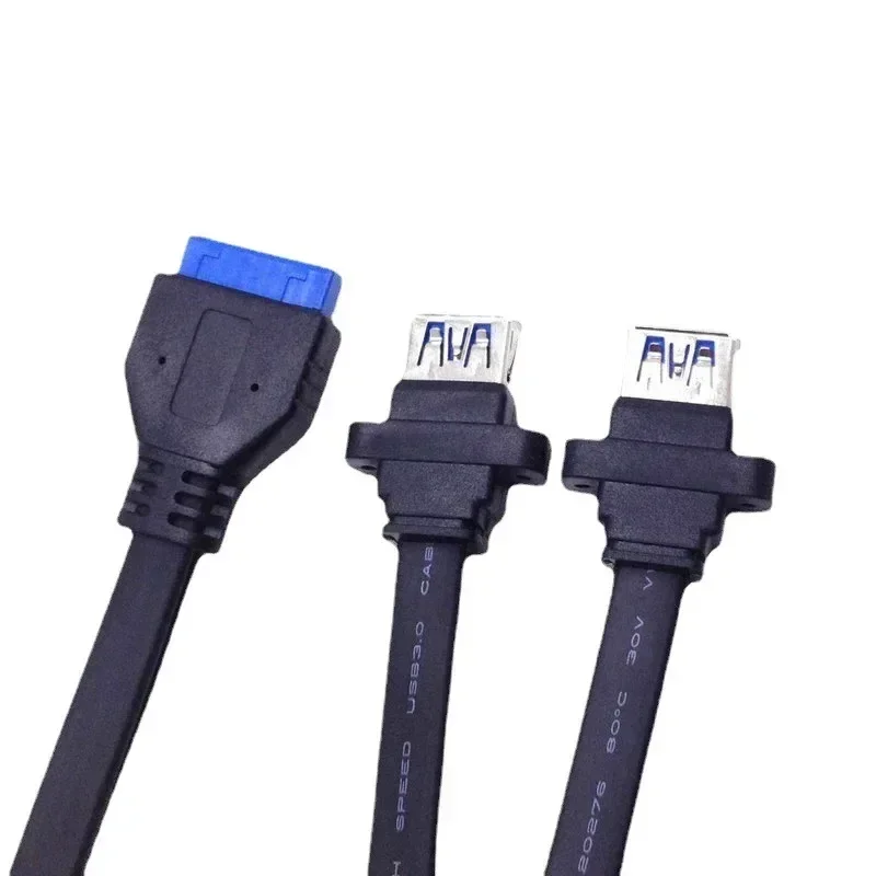 Dual Usb 3.0 Feminino para 20 Pin Header Motherboard Adaptador Cabo de Extensão Painel Usb Parafuso Mount Motherboard Flat Cabo Cord - Imagem 5