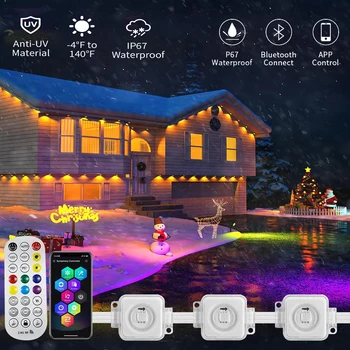 LED Permanent Outdoor Eaves Atmosphere Light String Bluetooth APP Control 72 Colors Suitable for Christmas, Halloween, Parties 1