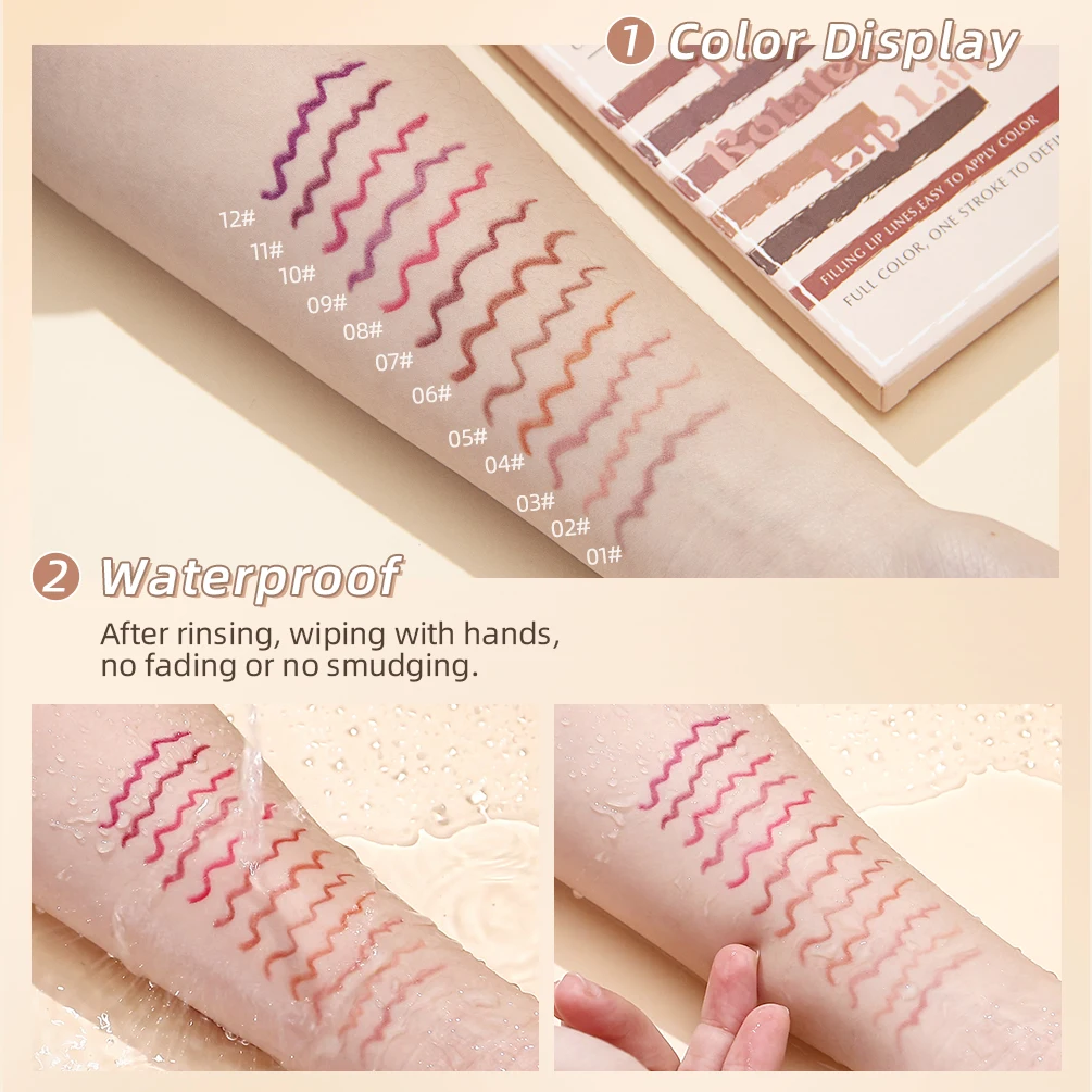 Lipliner Pen Set Lip Makeup Sexy Red Matte Contour Tint Lipstick Pen Waterproof Long Lasting Non-stick Cup Lip Liner Cosmetic 6