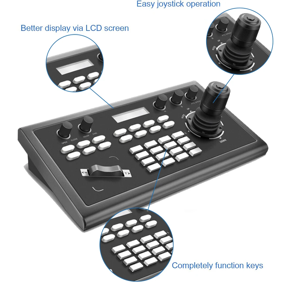 Câmera de Transmissão Ao Vivo Digital Joystick, Display LCD, Visca IP, Joystick, Controlador, Teclado, Joystick, 4D