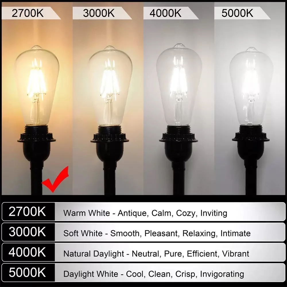10개 LED 전구 필라멘트 캔들 램프 C35 E14 E12 E27 4W 6W 8W 110V 220V 디밍 가능 에디슨 레트로 앤티크 빈티지 스타일 샹들리에