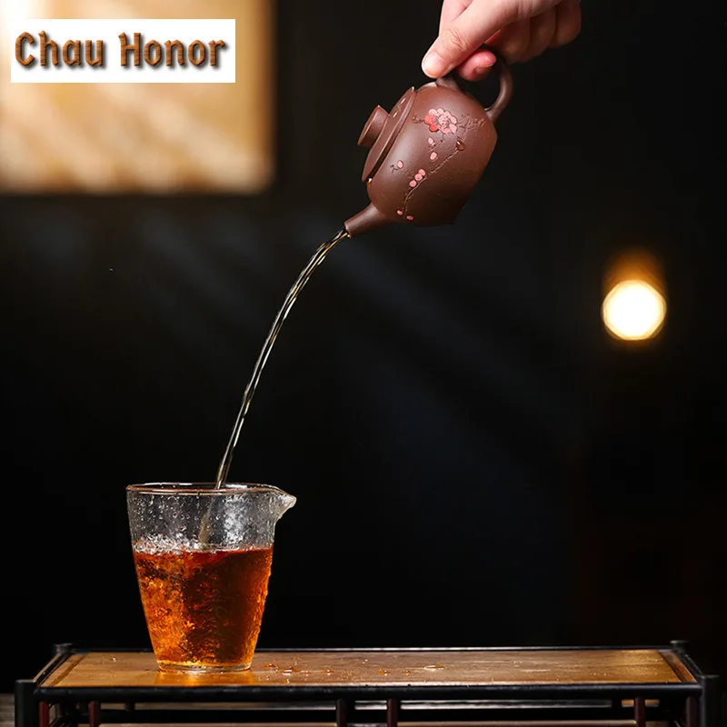 150ml Ancient Yixing Purple Clay Teapots Famous Artists Handmade Small Pot Raw Ore Purple Mud Tea Making Kettle Zisha Tea Set