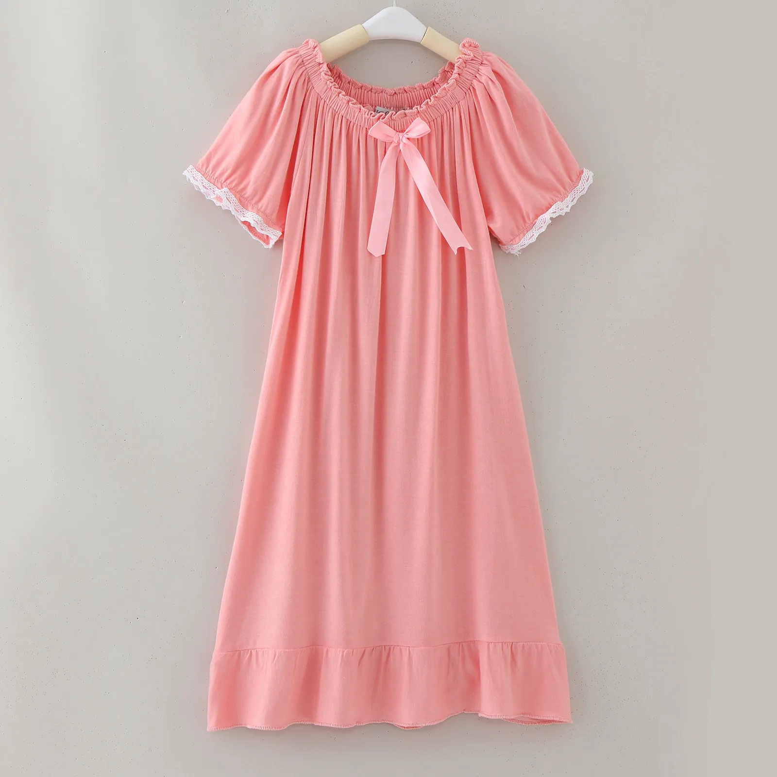 아동용 반팔 잠옷, 여아용 잠옷, 빈티지 프릴 공주 홈웨어 잠옷, 2-8T 아동복, 여름