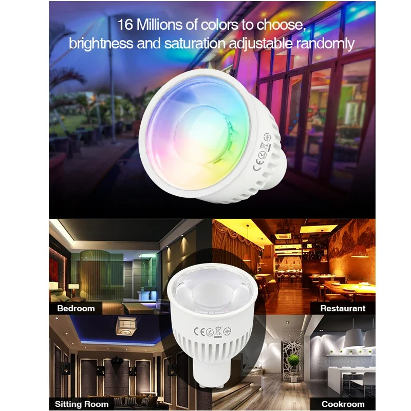 Miboxer 스마트 LED 스포트라이트, RGB + CCT/듀얼 화이트 전구 램프, 천장 조명, 2.4G 원격 앱 제어, 4W, 6W, GU10, FUT103, FUT106, FUT107