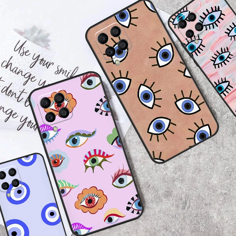 Custodia Con Stampa Lucky Eye Blue Evil Eye Per Samsung Galaxy M14 M34 M54 M21 M51 M12 M32 M52 M13 M23 M33 M53 M31S M30S M20 Coque