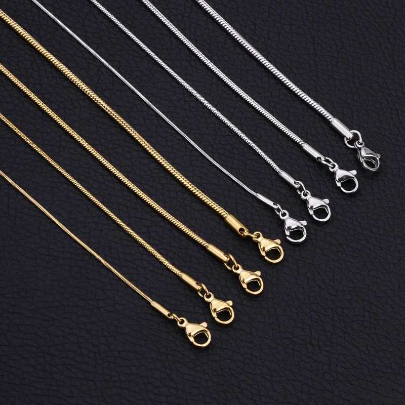 Stainless Steel Necklaces HIYEE Stainless Steel Snake Chain Necklace Chains for DIY for Women Jewelry Making Findings Pendants Lobster Clasps