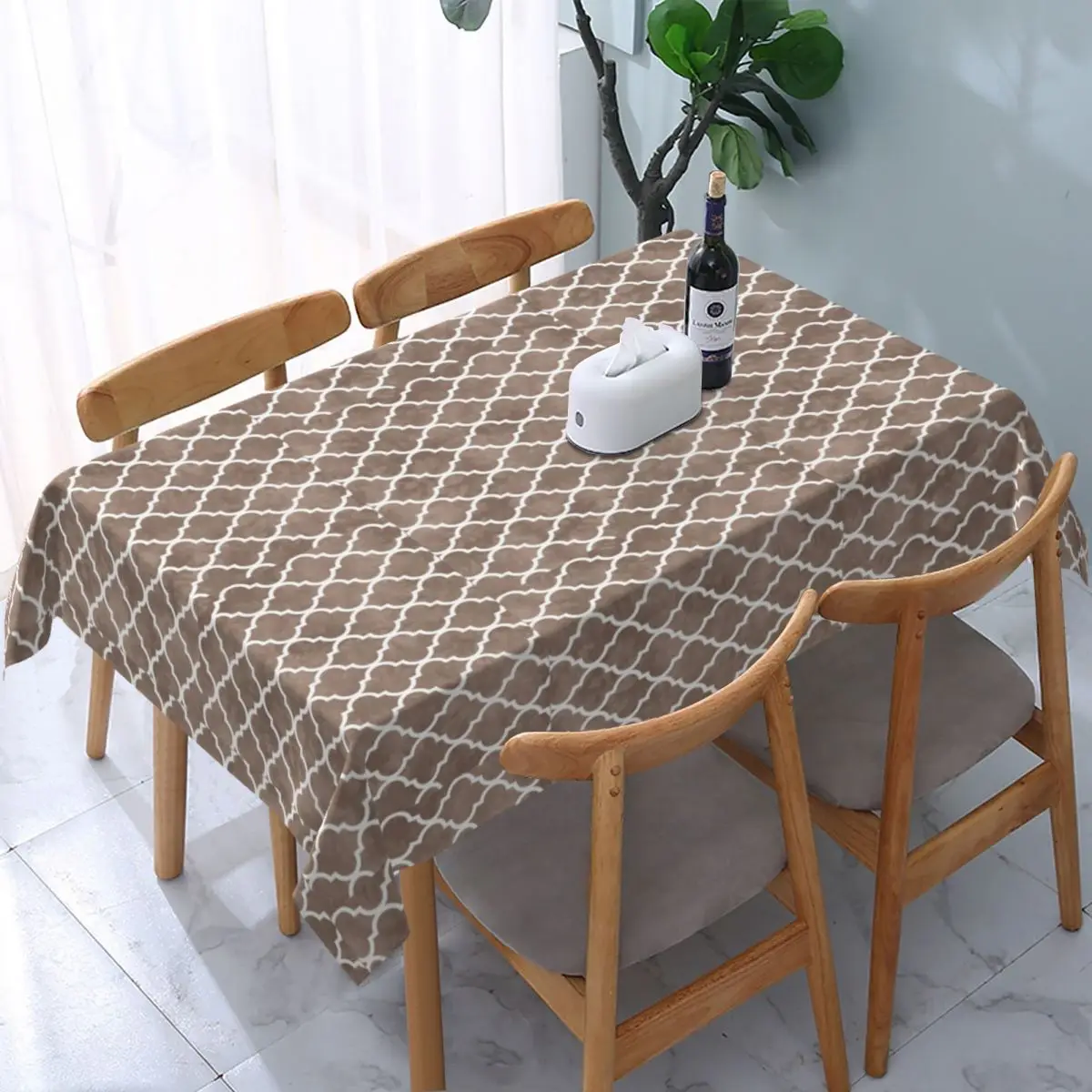 

Rectangular Tablecloth Tablecloth Fit 45"-50" Elastic Edge Table Cloth Abstract Geometric Morroccan Table Cover