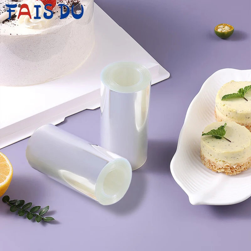 Transparentes Mousse umgebende Kanten-Wickelband zum Backen von Kuchenhalsbändern, Rollenverpackungen, DIY-Kuchendekorationswerkzeugen