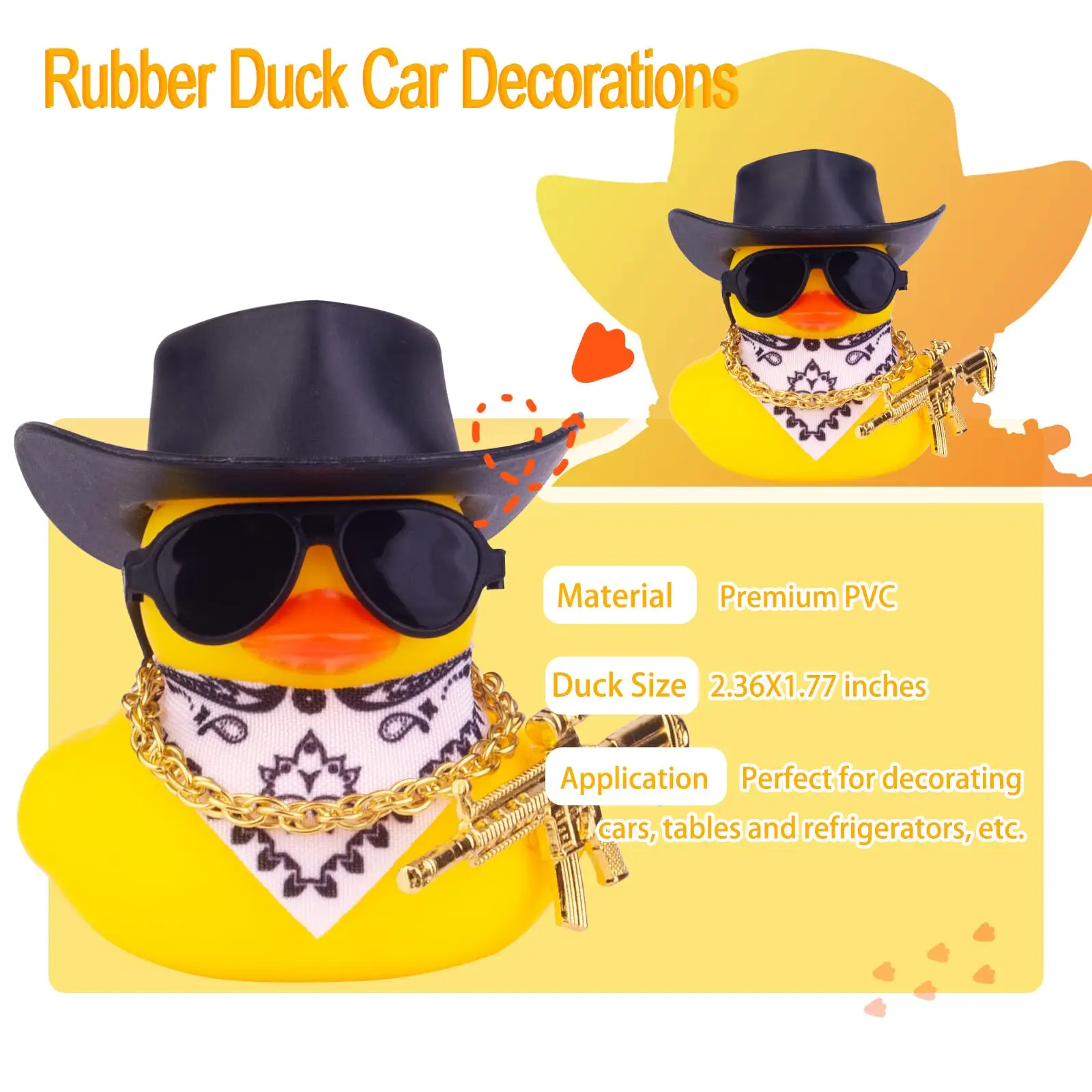 Ducks for Cars - Rubber Duck for Dashboard of Car, Yellow Duck Car Dashboard Decorations, Squeak Ducks Car Ornaments Car Décor 2