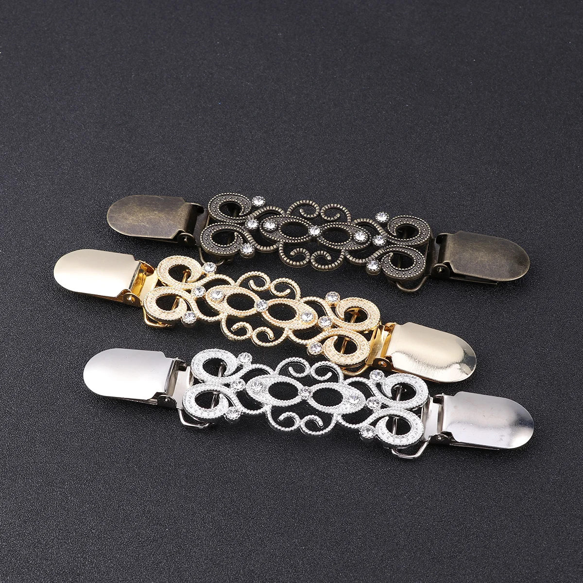 6 Pcs Vintage Cardigan Clips Flower Butterfly Shirt Scarf Clip Brooch Dress  Clips Back Cinch Retro Sweater Clasp Collar Chain Clips Gold Silver