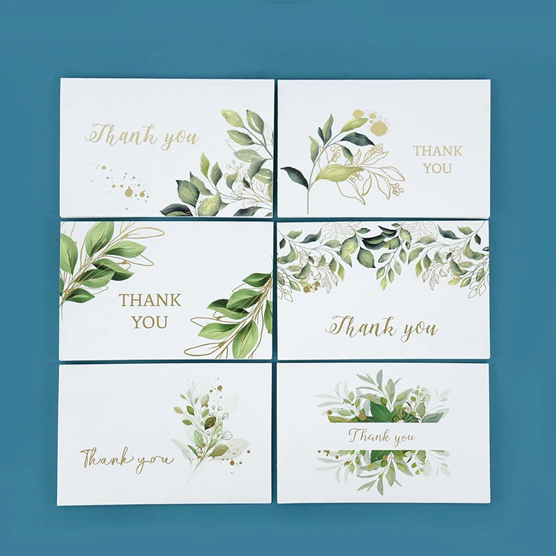 40 Biglietti Di Ringraziamento Con Lamina D'Oro E Buste – Verde, 12,7x8,9 Cm, Con Adesivi – Per Matrimoni, Baby Shower - 2