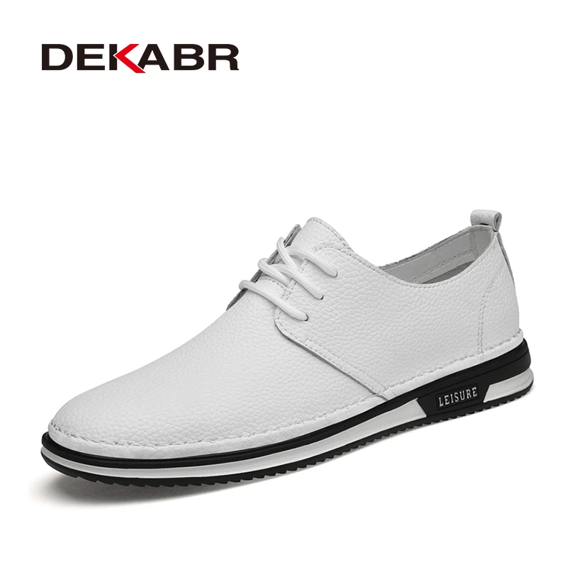 DEKABR Split Leather Casual Men Shoes Lace-Up Driving Comfortable High Quality Fashion Loafers Moccasins Size 38-45