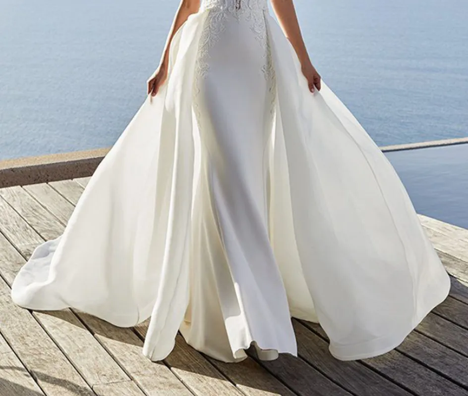 

White Bride Overskirt Detachable Skirt Train Wedding Skirt Satin For Elegant Bridal Maxi Skirt detachable prom dresses