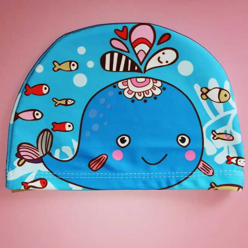 Swimming Cap Children Kids Elastic Fabric Cartoon Swiming Pool Water Sport Protect Ears Hat Boys Girls