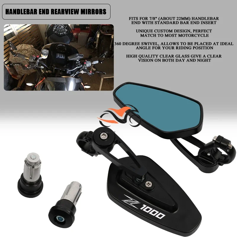 

7/8"22MM Motorcycle Mirror CNC Aluninum Handlebar End Rearview Mirrors For Kawasaki Z1000 Z1000SX Z 1000/SX