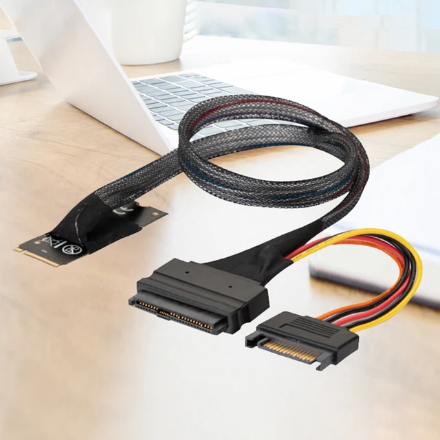 High-Speed M2 to U.2 Interface Adapter Cable 0.5m for NVMe SSD U2 Storage Devices SATA 15Pin Power