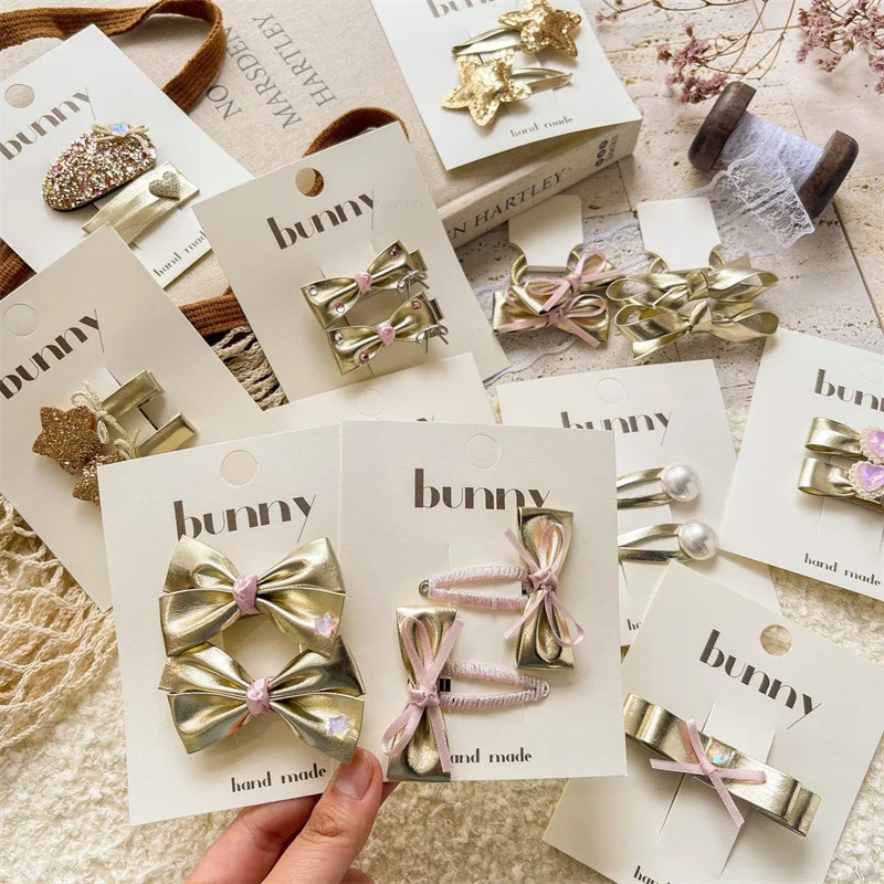Korean Style New Sweet Golden Children Hairpin Cute Bow Girls Versatile Hair Accessories Baby Hair Clips Parent-child Headwear 4