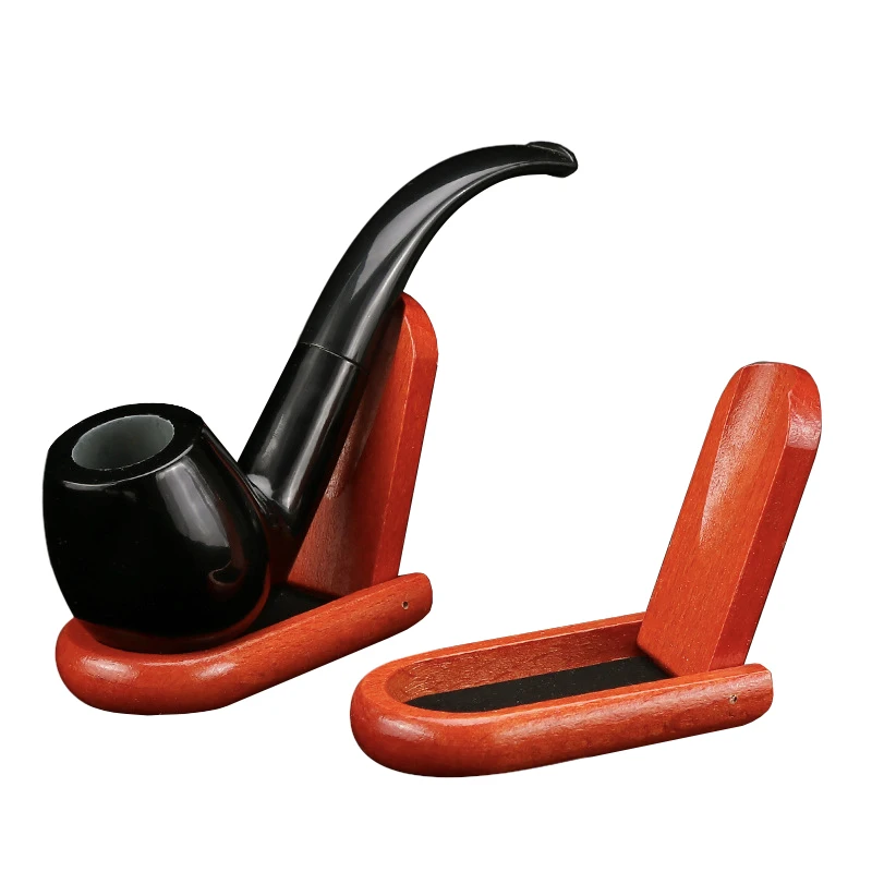 Wooden Tobacco Pipe Holder Portable Foldable Smoking Pipe Stand Rack Universal Flip Single Pipe Bracket Cigarette Accessories 3
