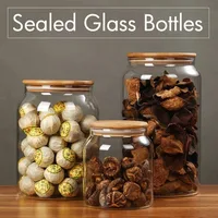 1.3L/3L/4L Sealed Glass Bottles Glass Jars and Lids Kitchen Food Storage Containers Transparent Spice Organizer Tea Sugar Tanks 1