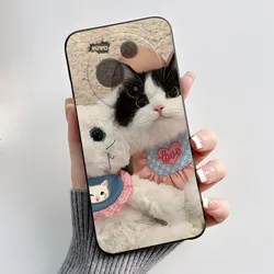 Custodia protettiva in silicone nera per telefono, astronauta gattino estetico e carino