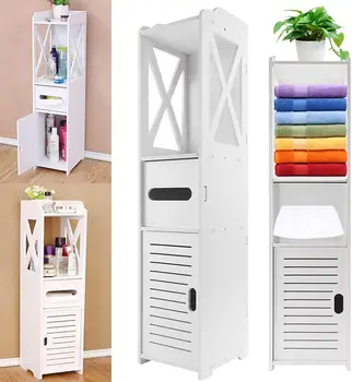 DayPlus mobiletto impermeabile per bagno con cassetto in carta, armadietto alto per wc, scaffali bianchi per Organizer, contenitore autoportante 1
