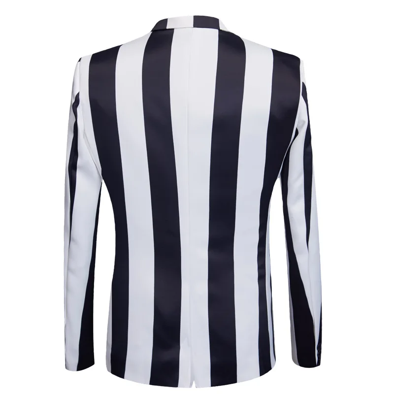 Fashion Men&lsquo;s Business Black And White Zebra Stripes Formal Suit / Male Slim Stage Party 2 Pcs Blazers Sets Jacket Pants