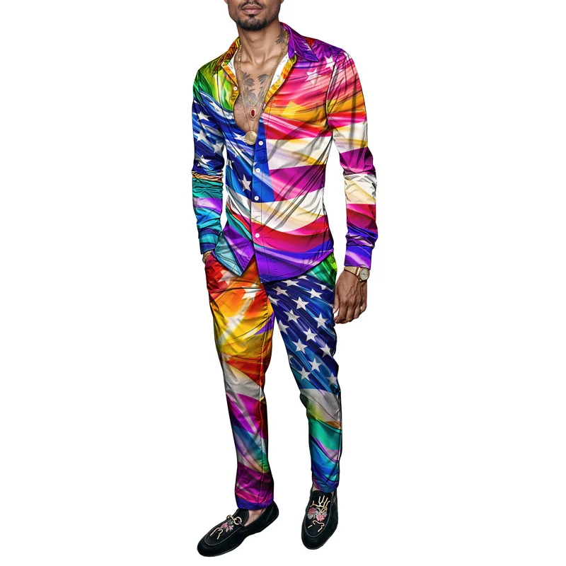 2025 New Style Spring Summer Men Shirt Set Brand Print Fashion Simple Two Piece Set Mens Luxury Lightweight Party Long Sleeves S_voghion.com