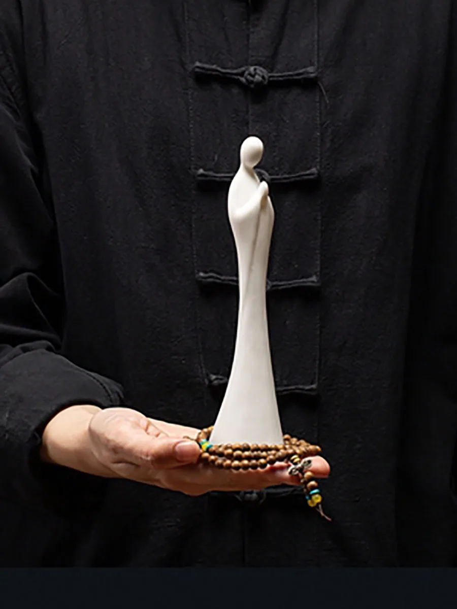 Pure White Ceramic Buddha Figure, Porcelain Crafts, Living Room Ornaments, Zen Home Decoration, Buddha Decor