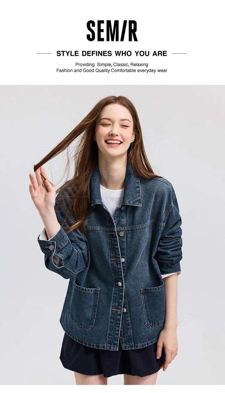 Denim Jacket Women Lapel Drop-shoulder Top Casual and Elegant 2025 Spring New Loose Jacket Instagram Trendy