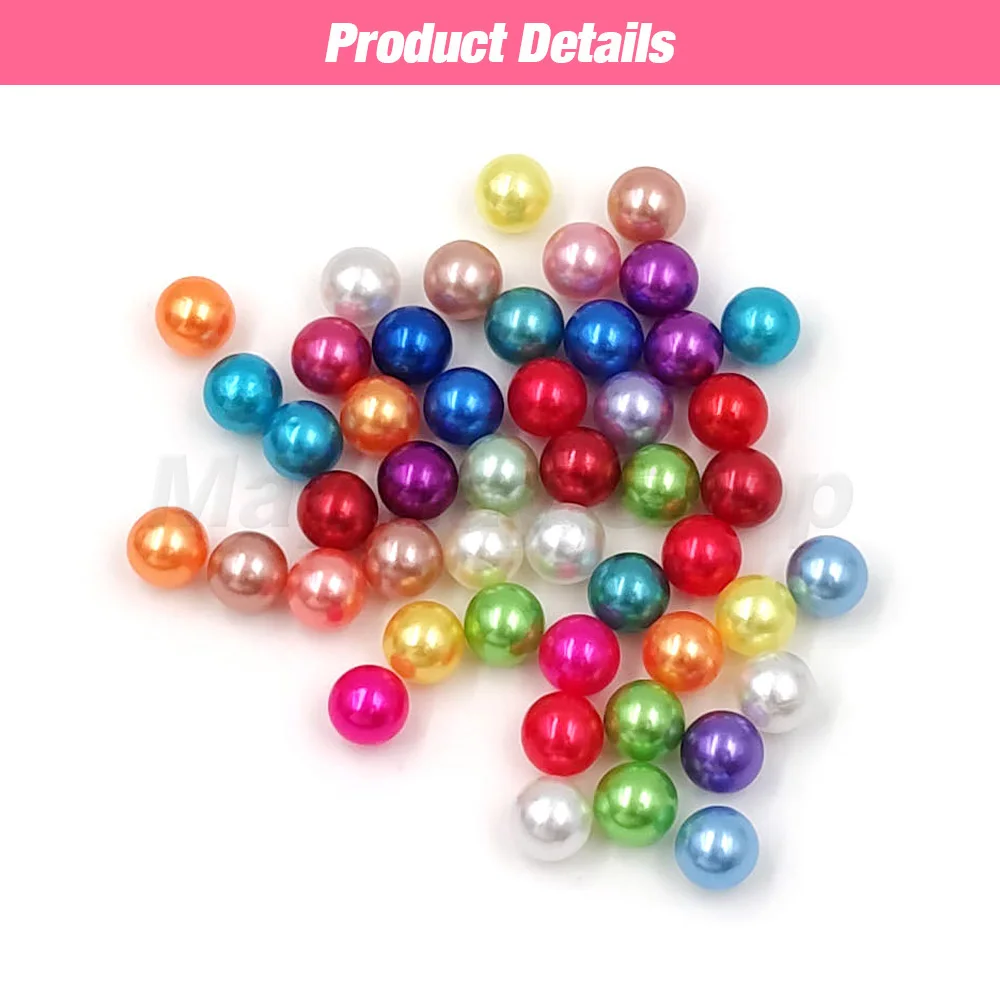 850 Stück Perlen, Acryl-Imitationsperlen, 4–10 mm, nicht poröse Perlen für Hüte, Schuhe, Kleidung, Handtaschen, Nähen, DIY-Projekt – Detail 4
