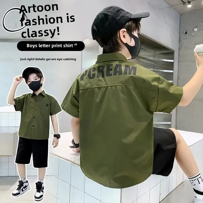 Children's Long Sleeve Shirt For Spring And Autumn Japanese Style Loose Fit Sensible Design Trendy Top For Boys