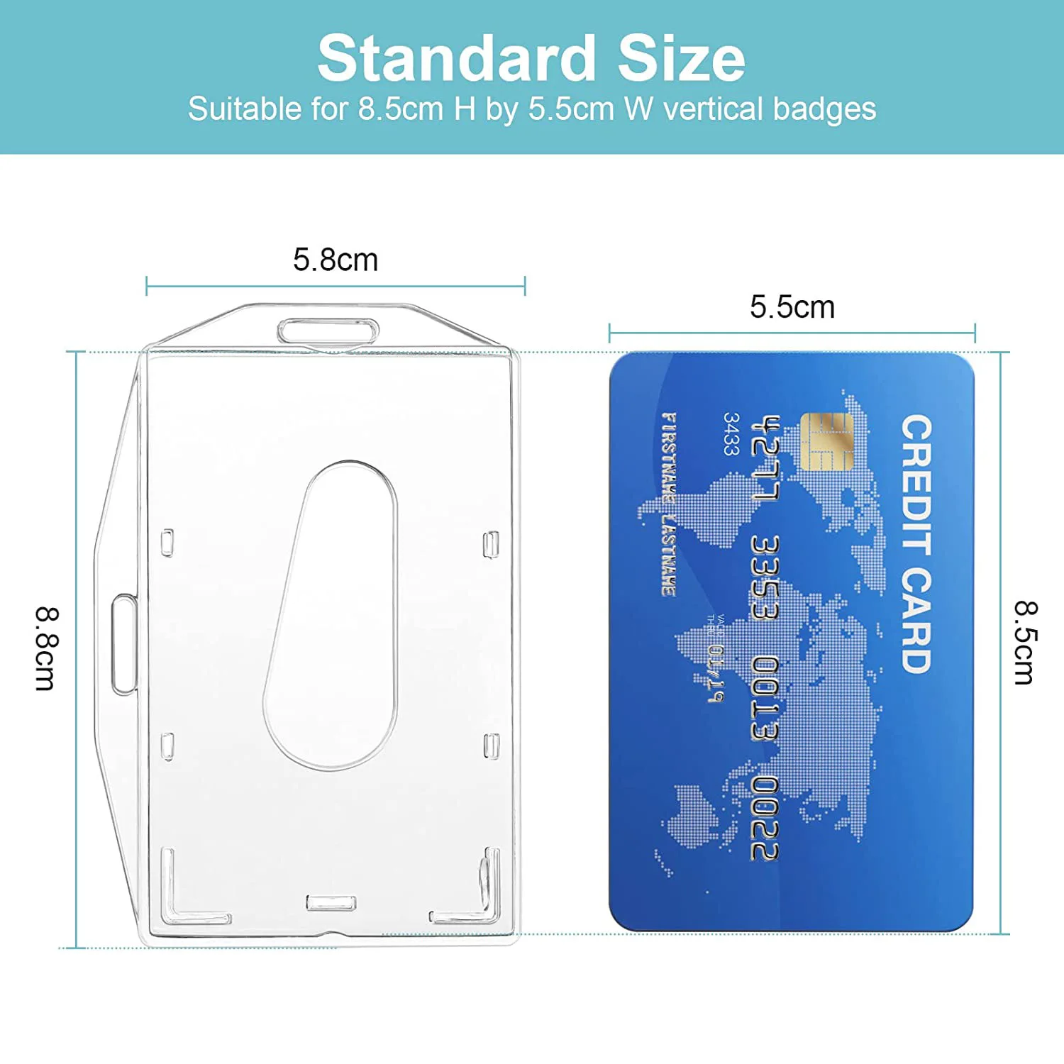 Card Holder Credit Card Holder 1pcs Hard Plastic Transparent Card Case Holder Work Card Id Badge Holder Double-Sided Vertical Clear Id Cover Shell