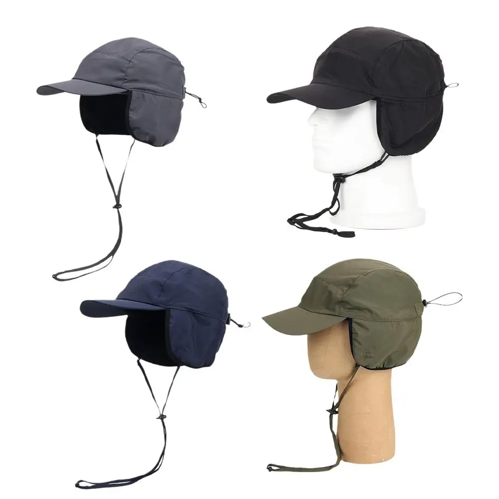 Adjustable Men's Winter Hats Lightweight Waterproof Warm Fleece Lined Earflaps Baseball Cap For Snow Skiing Cap Climbing cap