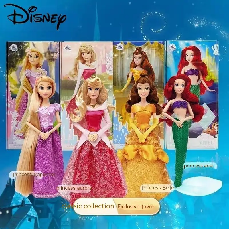 

Disney Elsa Mermaid Snow White Tangled Rapunzel Belle Cinderella Aurora Action Doll Toys Birthday Christmas Gift