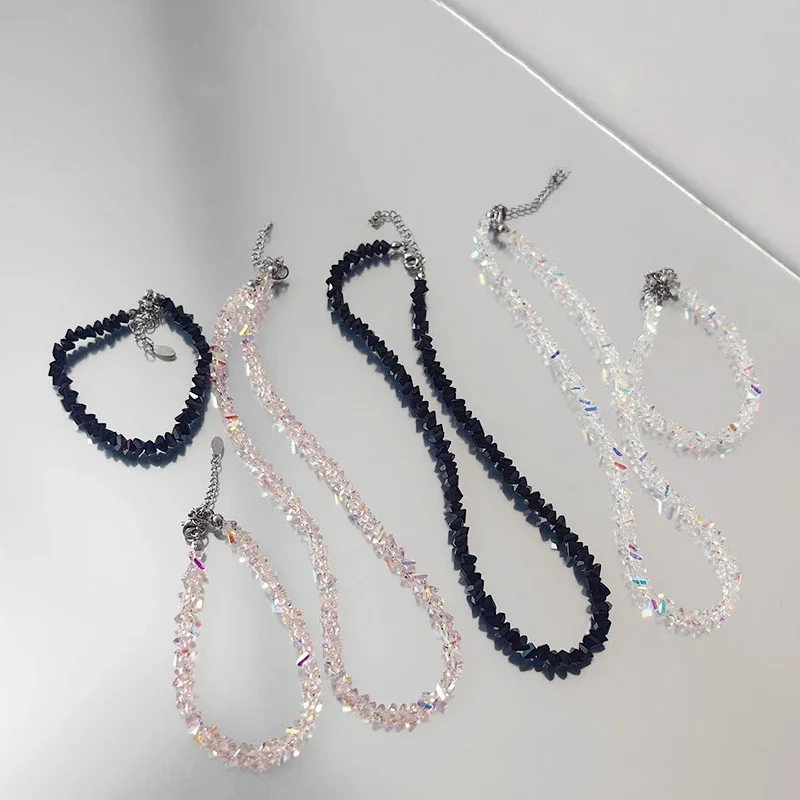 Transparent Crystal Irregular Beaded Bracelet Women‘s