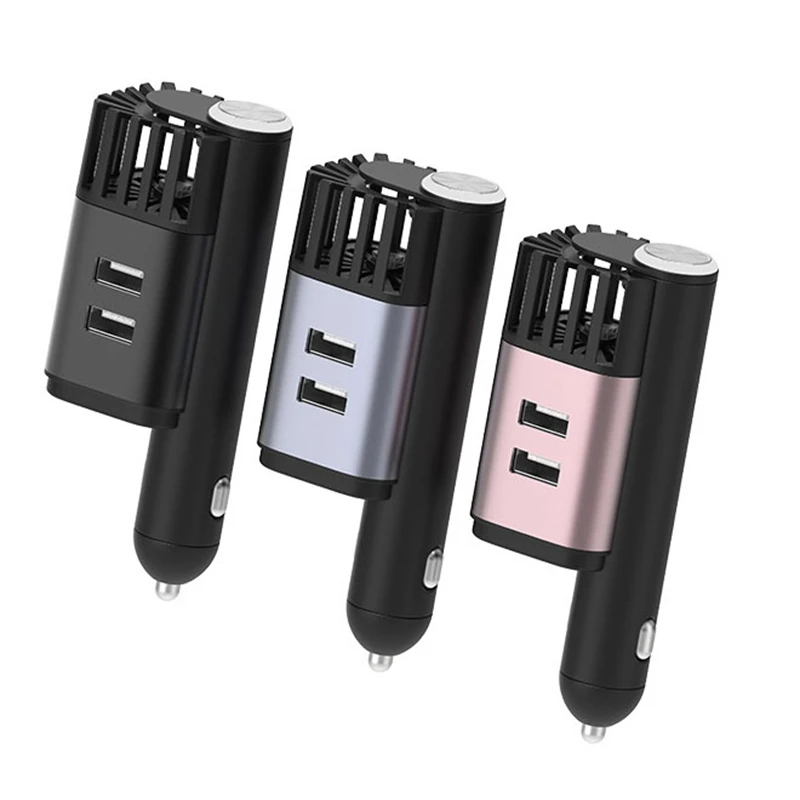 

Car 2 In 1 Air Purifier Dual USB 24W Fast Charger Adapter Negative Ion Air Oxygen Bar Air Filter 12/24V