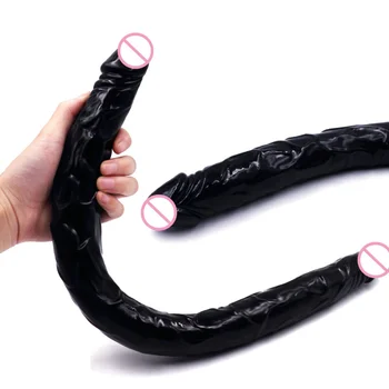 Huge Realistic U Shape Double Dildo Flexible Soft Jelly Vagina Anal Women Gay Lesbian Double Ended  Artificial Penis Sex Toys 5