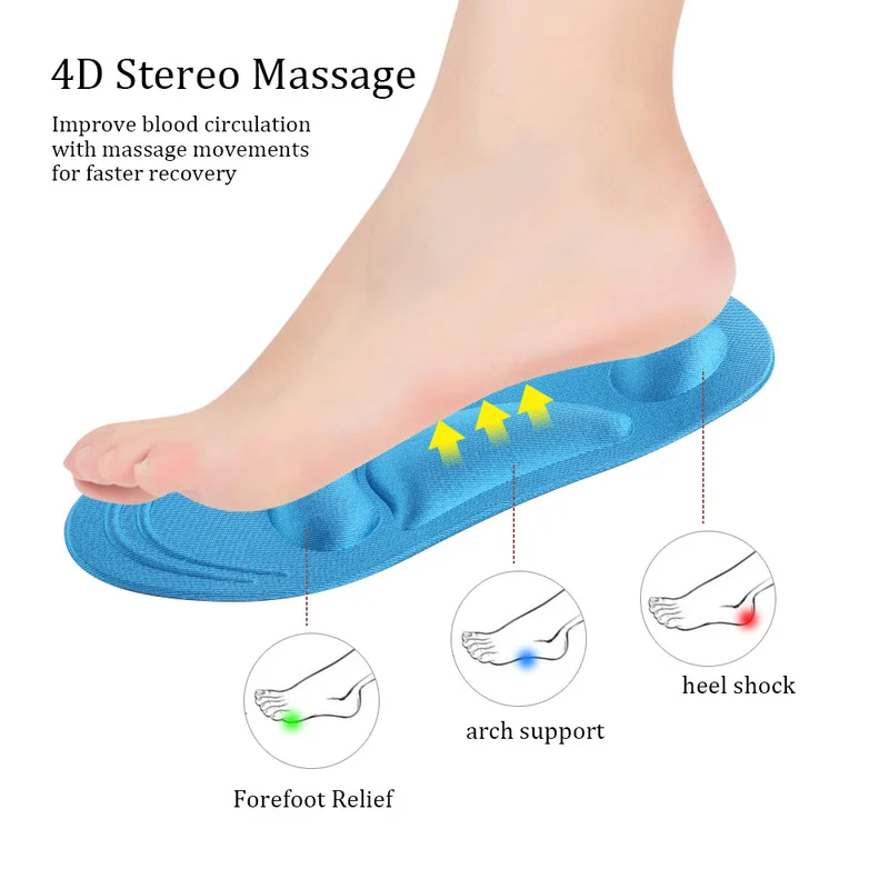 Orthopedic Insoles 4D Memory Foam for Shoes Women Men Flat Feet Arch Support Massage Plantar Fasciitis Sports Pad Foot Care Pad