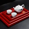 Chinese Red Square Wooden Tray, Wedding Tea Tray, Kitchen Storage for Desserts and Snacks, Solid Wood Tray for Tableware Storage 4
