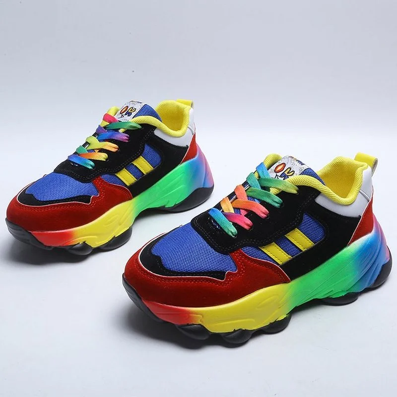 

2023 fall color matching casual personality rainbow bottom women's shoes basketball shoes Tennis shoes hip-hop style sneakers