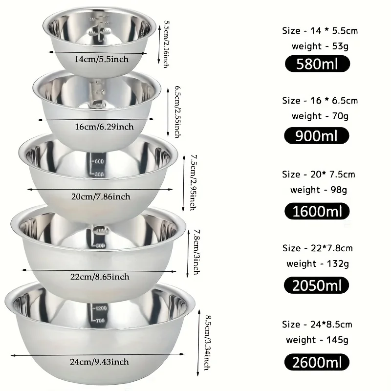 Mixing Bowl Cooking Bowl 5 For Home Kitchen Cooking Baking